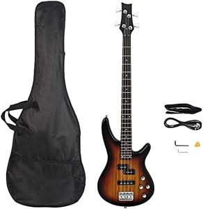 Bonnlo Electric Bass Guitar 4-String for Beginner Right Hand with Shoulder Strap, Wrench Tool, Power Line and Bag (Sunset)