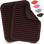 Zulay 2 Pack (9"x12") Silicone Trivets for Hot Pots and Pans - Multi-Purpose & Versatile Trivet Mat - Heat Resistant Silicone Trivet - Durable & Flexible Hot Pads for Kitchen Counter - Dark Mahogany