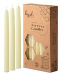 8" Beeswax Taper Candles 12 Pack - Handmade, All Natural, 100% Pure Scented Bee Wax Candle - Tall, Decorative, White - 8 Hour Burn Time