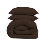 Linenaffairs Microfiber Duvet Cover, Rajai Cover, Quilt Cover, Blanket Cover Set - Zipper Closure Style (1 Rajai Cover & 2 Pillow Cover) (Size_King Duvet Cover with Color_Chocolate Solid)