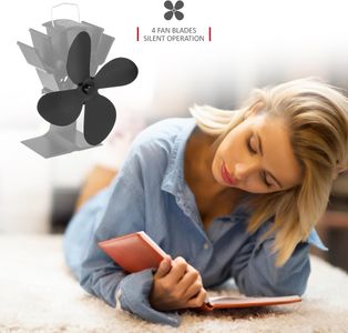 NETTA 4-Blade Stove Fan – Black Heat Powered Fireplace Fan