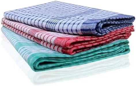 Pack of 10 Tea Towels 100% Cotton Kitchen Tea towels with Highly Absorbent Quality Lint Free Quick Dry Long Lasting Material Multi Colours Pack