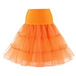 RULTA 50s Women Retro Petticoat Underskirt Vintage A-line Crinoline Half Slips Rockabilly Tutu Skirt (as8, alpha, s_s, Orange, S)
