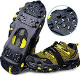 SHEEFLY Ice Cleats Crampons, 28 Microspikes Anti-Slip Ice Grips for Boots Walk Traction Ice Cleats for Winter Boots for Walking Hiking Jogging Fishing Men Women Kids