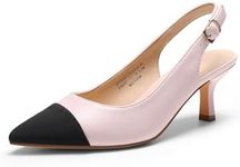 DREAM PAIRS Women's Kitten Heel Slingback Pointed Closed Toe Low Stiletto Heels Dress Bridal Elegant Wedding Pumps Shoes,Size 9.5,Pink/Black,SDPU2444W