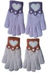 HUNTSMANS ERA Winter Woolen Soft warm hand Gloves for women/full had glvoes for women ladies (Purple and Beige combo)