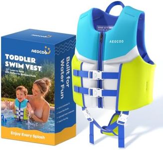 AEOCOO Toddler Swim Vest for 30-50 Pounds, Kids Pool Floaties Vest 3-5 Year Old, Puddle Swim Jumper Buoyancy Jacket, Boys, Girls, Niños, Sunny Coast