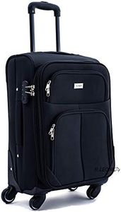 R.Leone Valigia Trolley Espandibile bagaglio a mano 4 ruote in stoffa 214 (Nero, S Bagaglio a mano 55cm)