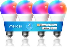 meross Smart Bulbs, E26 Smart WiFi LED Bulbs Compatible with Apple HomeKit, Siri, Alexa, Google Assistant and SmartThings, Dimmable Multicolor 2700K-6500K RGBWW, 810 Lumens 60W Equivalent, 4 Pack