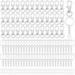 Belle Vous 120 Pack Metal Swivel Snap Lobster Hook Clasps, Key Rings with Chain and Open Split Jump Rings - Small Trigger Claw Clasp Clips for Keychains, Lanyards, DIY Crafts & Jewellery Making