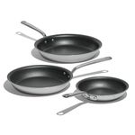 Made In Cookware - ProCoat Non Stick 3 Piece Frying Pan Set (Includes 8",10",12") - 5 Ply Stainless Clad - Professional Cookware - Crafted in Italy - Induction Compatible - (Graphite)