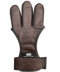 Hunt & Seek Cow Leather Thick Three Finger Archery Shooting Glove for Recurve & Compound Bow – Finger Tab Accessory (Brown, Small)