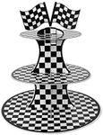 Racing Car Theme Cardboard Cupcake Stand,3-Tier Round Cupcake Holder Car Theme Dessert Stand for Racing Cars Birthday Party Supplies Decor