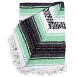 Mint / Teal and Grey Mexican Yoga Blanket
