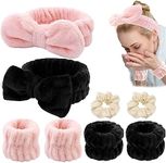 ZANZER 8 Pcs Makeup Spa Headband,Face Wash Facial Headband and Wristband Set,Wrist Wash Bands, Skincare Headbands with Wristband Set, Hair Headband Face Wash Wristbands for Washing Face