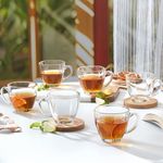 Borosil 200ml Oasis 6pc Mug Set | Made in India Borosilicate Glass Cup Set for Chai, Green Tea, Coffee, Milk | Microwave Safe, Scratch Resistance, Lightweight | Transparent