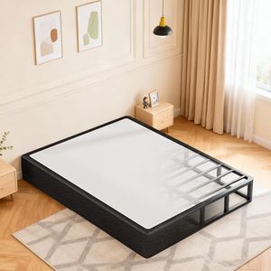 WEUP 9 Inch Bed Frame for Queen Bed, Sturdy Metal Box Spring with Rounded Corners and Fabric Cover, Solid and Durable,Easy to Setup