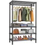 VIPEK V1S Wire Garment Rack 4 Tiers Heavy Duty Clothes Rack for Hanging Clothes Large Clothing Rack Freestanding Closet with Hanging Rod, 35.4'' L X 15.7'' W X 70.9'' H, Max Load 500LBS, Black