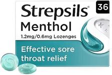 Strepsils Menthol Lozenges, 36s, Gluten Free, Sore Throat Relief, Soothes Sore Throat, Fights Infection, Works in 5 Mins