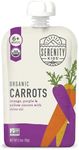 Serenity Kids 6+ Months USDA Organic Carrots Veggie Puree Baby Food - No Sugary Fruits - No Added Sugar - Allergen Free, 3.5 oz BPA-Free Pouches - 12 Pack