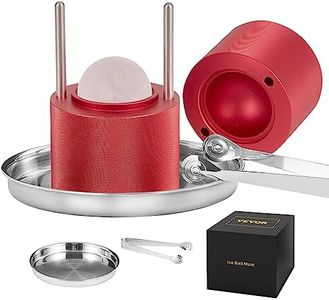 VEVOR Ice Ball Press, 6cm Ice Ball Maker, Aircraft Al Alloy Ice Ball Press Kit for 60mm Ice Sphere, Ice Press with Tong and Drip Tray, for Whiskey, Cocktail, Bourbon, Scot on Party & Holiday, Red
