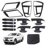 JHCHAN Body Kits for Nissan Navara, 2016-2024 Navara Accessories, D23 NP300 -Nissan Navara Exterior Car Light Guard Side Door Handle Cover Fuel Tank Door Protector Trim Assembly (17 PCS Matte Black)