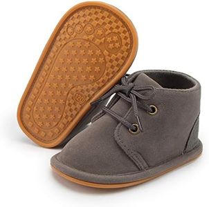 Zoolar Baby Unisex Warm Snow Boots Newborn Leather Fur Lace Up Ankle Anti-Slip Rubber Texture Sole Toddler Prewalker Winter Crib Shoes