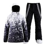 GSOU SNOW Women's Ski Jackets and Pants Set SnowSuit Snowboard Coat Waterproof Windproof Insulated Hoodie Winter Warm