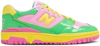 New Balance Men's 574 Classics Running Shoe, Pink/Palm Leaf/Lemon Zest, 10.5