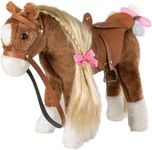 iBonny Stuffed Animal Horse Pretty Plush Toy Pretend Play Horse 11 inches Brown