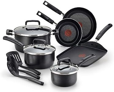 T-fal C530SC Signature Nonstick Expert Thermo-Spot Heat Indicator Dishwasher Safe Cookware Set, 12-Piece, Black