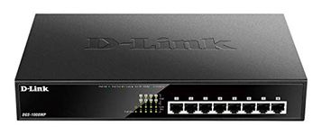 D-Link DGS-1008MP 8-Port Gigabit Unmanaged Metal Desktop Switch with 8 PoE+ Port - Up to 30 W per Port with 125 W PoE Budget, black DGS-1008MP