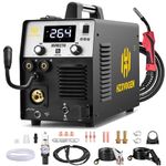 HZXVOGEN Plasma Cutter Welder Combo 5 in 1 Multiprocess Synergic MIG Gas/Gasless Flux Core/Stick/Lift TIG/Cutting, 40Amp 220V HF Air Plasma Cutting Machine DC Inverter IGBT All in One Welder(HVM270)