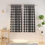 NATUS WEAVER Buffalo Check Cotton Curtains 54 inch Length Kitchen Living Room Bedroom Black and White Gingham Plaid Window Curtain Panels Basement Drapes 2 Panels Rod Pocket Window Treatment Set