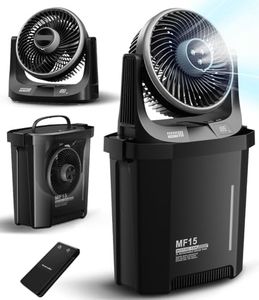 Instern Portable Misting Fan with 9L Bucket, 20000mAh Rechargeable Battery Powered Floor Fan for Outside Travel, Replaceable Spray Nozzle&Battery,Outdoor Cooling Mist Fans for Patio Golf Cart - Black