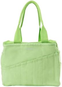 Studio Bag: Art Supply Storage Organizer & Pottery Tool Bag, Washable Craft Tote, Knitting Yarn Bag, Crochet Project Bag, 30 Pockets, 15+ Canvas Colors, Artist Bag for Adults (Lime Drip)