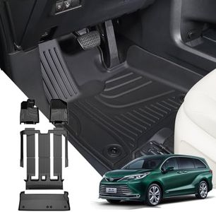 Floor Mats & Cargo Liner Compatible with Toyota Sienna 2021-2024 (Only for 7 Seat Without Spare Tire) TPE All Weather Custom Fit Floor Liner for Sienna 1st, 2nd and 3rd Row, Trunk