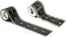 PlayTape - Black & Neighborhood Road Tape for Toy Cars - 1 Roll of Black Road PlayTape (2"x30') + 1 Roll of Neighborhood PlayTape (2"x30')