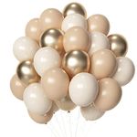 Blush Gold White Sand Neutral Balloons, 50pcs 12 inch Neutral Balloons Blush Gold White Sand Latex Balloons for Birthday Wedding Baby Shower Bride Party Decoration