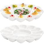 Hedume 2 Pack Deviled Egg Platter Tray, Ceramic 12-Cup Egg Dish, Egg Holder Container for Kitchen Refrigerator Countertop Display