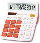 Meichoon Office Calculator Solar Battery Dual Power 12 Digit Display Large Standard Function Desktop Business Multifunctional Orange