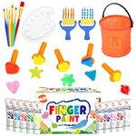 BLOT Kids Paint Kit Washable Finger Paint Set with Assorted Painting Brushes Sponges Palette for Toddlers Children Drawing Gift, Age 3+