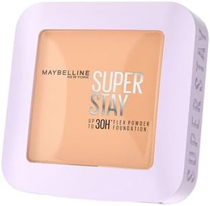 Maybelline New York Super Stay Flex Powder Foundation Compact, 128, Full Coverage, 30H Full Coverage, Perfect for Oily Skin, Waterproof & Sweatproof, 9g
