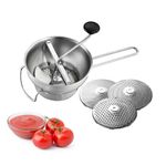 GEFU FLOTTE LOTTE® Food Mill with 3 Perforated Discs (1 mm, 3 mm, 5 mm), 2 L Capacity, Manual Strainer for Soups, Sauces and Purées