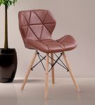 Finch Fox Eames Replica Faux Leather Living Room Dining Chair for Cafeteria, Side Chair, Kitchen in Tan Color