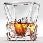 SYANKA Italian Premium Stone Design Whiskey Glasses Set of 6, Clear, 320 ML, Whisky Glass, Bar Glass for Drinking Bourbon, Whisky, Scotch, Cocktails, Cognac - Old Fashioned Cocktail Tumblers