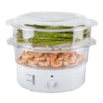 Classic Cuisine 82-KIT1012 Vegetable Steamer Rice Cooker- 6.3 Quart Electric Steam Appliance with Timer for Healthy Fish, Eggs, Vegetables, Rice, Baby Food, White