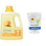 Eco Max Laundry Products-Orange Laundry Wash, 3 l (Pack of 1) & Hypoallergenic Automatic Dishwasher Pacs 20 count, Scent Free