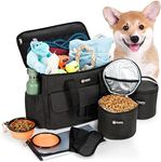 Fluffy Tracks Pet Travel Bag | Pet Accessory Bag for Travelling with Your Beloved Pet | Includes 2 Food containers, 2 Collapsible Feeding Bowls, Foldable Double Sided Feeding Mat, and Shoulder Strap.