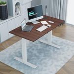 JIN OFFICE Height Adjustable Desk Electric|Dual Motor 3-Stage|125Kg Wt. Capacity with 3 Memory Presets|Electric Height Adjutable Table (1200 by 750 mm,White Frame with Brown Table Top)